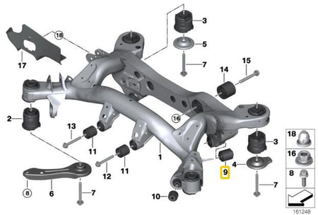Rear subframe aluminium bushings BMW E8x, E9x, F87 M2, F80 M3, F82 M4, G87 M2, G80 M30, G82/83 M4