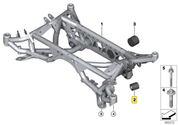 Rear subframe aluminium bushings BMW E8x, E9x, F87 M2, F80 M3, F82 M4, G87 M2, G80 M30, G82/83 M4