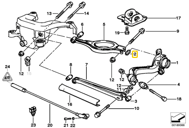 Rear trailing arm bushings aluminium housing with bearing BMW E36, E46, E85, E86, E89 4pcs