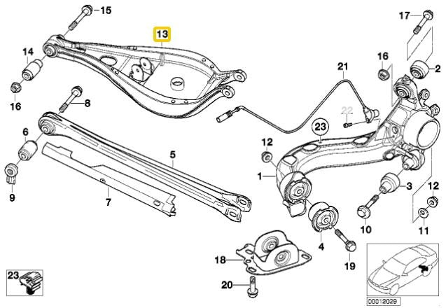 Rear upper camber arms (made of aluminium) with adjustable sway bar mounts BMW E46