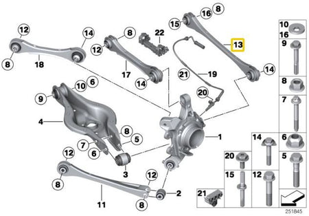 Rear adjustable toe arms BMW F2x, F3x