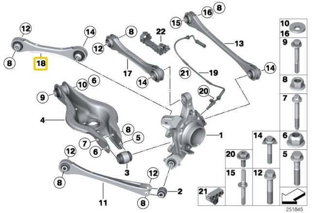 Rear adjustable upper camber arms BMW F2x, F3x