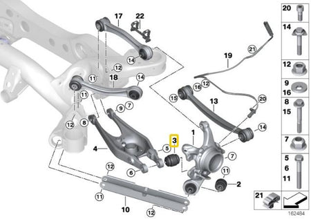 Rear wheel carrier - lower control arm bushings (aluminium housing with bearing) BMW E8x, E9x