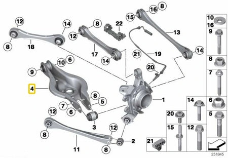 Rear lower camber arms (made of aluminium) BMW F2x, F3x