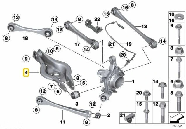 Rear lower camber arms (made of aluminium) BMW F2x, F3x