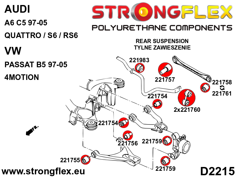 Kit de suspensión delantera y trasera Audi A6 C5 B5 Quattro 4Motion S6 RS6 (226209B)