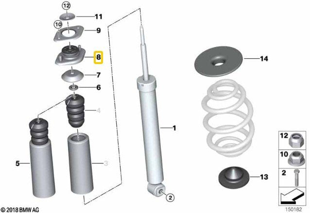 Rear shock mounts with polyurethane inserts BMW E30, E36, E36/5, E36/7, E36/8, E46, E85, E86