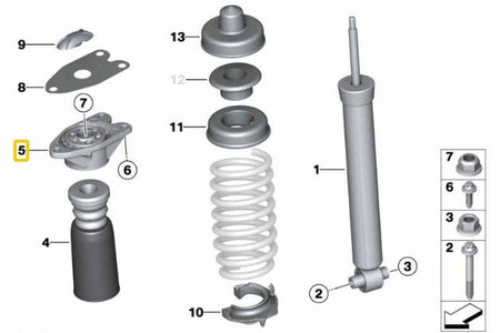 Rear shock mounts with MS bearings BMW Fx, Gx