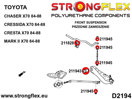 Silentblock de enlace estabilizador delantero SPORT Toyota MR2 W30 E80 AE85 (211945A)