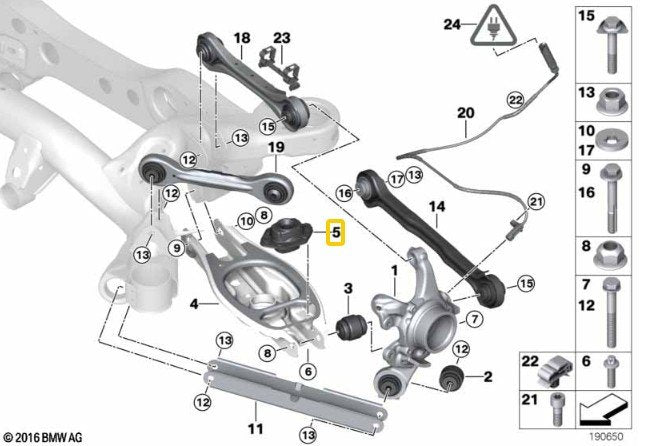 Rear lower shock mounts with polyurethane inserts BMW E8X, E9X (not M models)