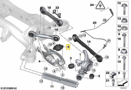 Rear lower shock mounts with polyurethane inserts BMW E8X, E9X (not M models)