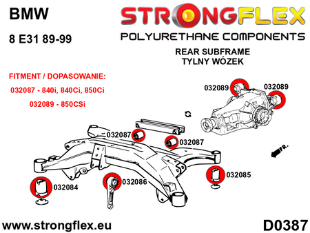 Silentblock trasero del soporte del diferencial trasero SPORT BMW Serie 8 (032089A)