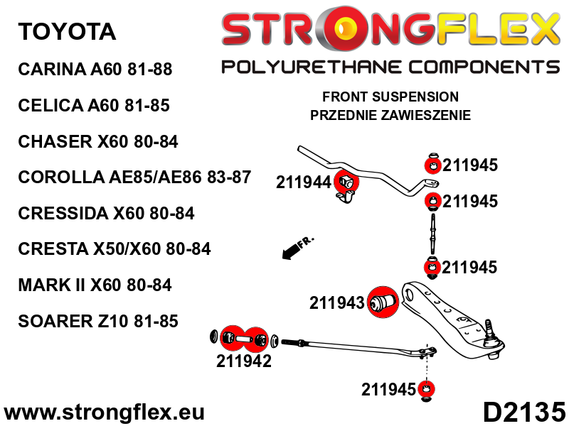 Kit de suspensión delantera SPORT Toyota Corolla E80 AE85 AE86 X50 X60 A60 (216255A)