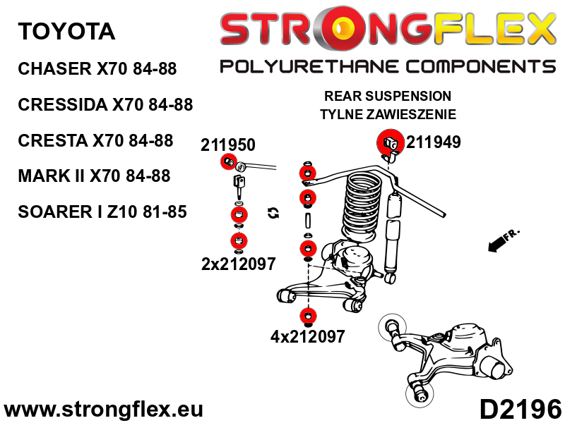 Silentblock de estabilizadora trasera SPORT Toyota Corolla E80 AE85 AE86 (211949A)