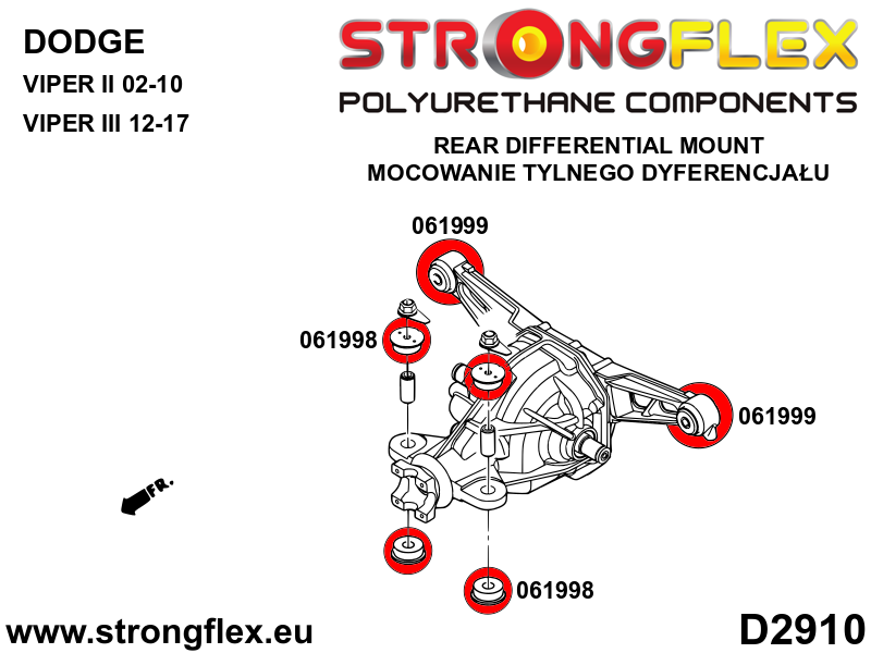 Silentblock delantero del soporte del diferencial trasero Dodge Viper (061998B)
