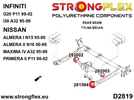Kit completo de silentblocks de suspensión Nissan Almera N15 (286235B)