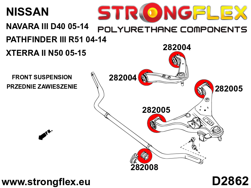 Silentblock del brazo superior delantero SPORT Nissan Navara D40 (282004A)