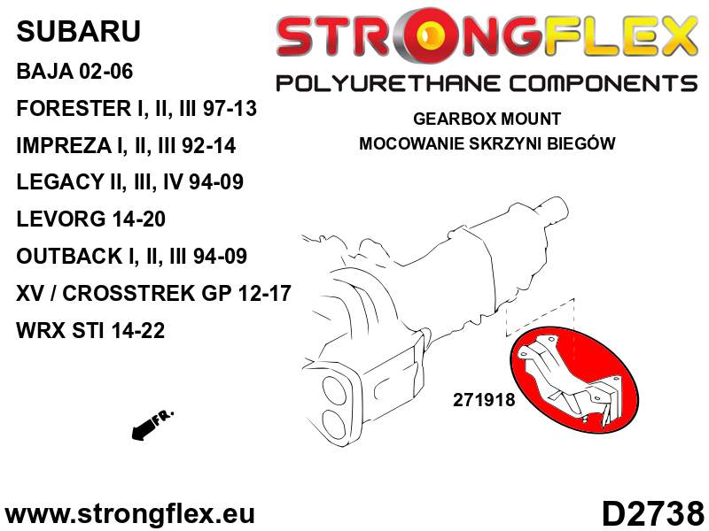 Soporte de la transmisión Saab 9-2X Forester Impreza Legacy Outback Baja (271918B)
