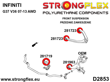 Kit completo de suspensión Nissan 370Z Z34 G25 G35 G37 Q40 Q60 V36 G37S AWD (286200B)