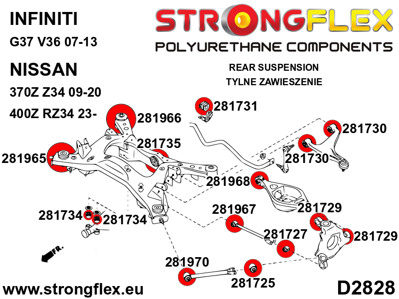 Kit completo de suspensión Nissan 370Z Z34 G25 G35 G37 Q40 Q60 V36 G37S AWD (286200B)