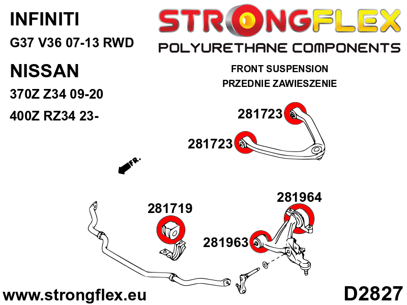 Kit de suspensión delantera SPORT Nissan 370Z Z34 G25 G35 G37 Q40 Q60 V36 (286201A)