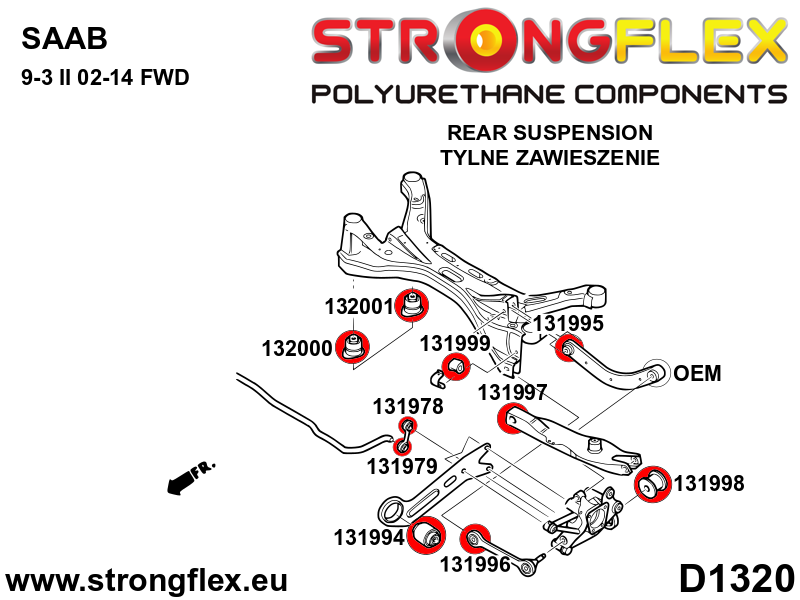 Kit de montaje del eje trasero SPORT Cadillac BLS YS3F FWD 9-3 (136243A)