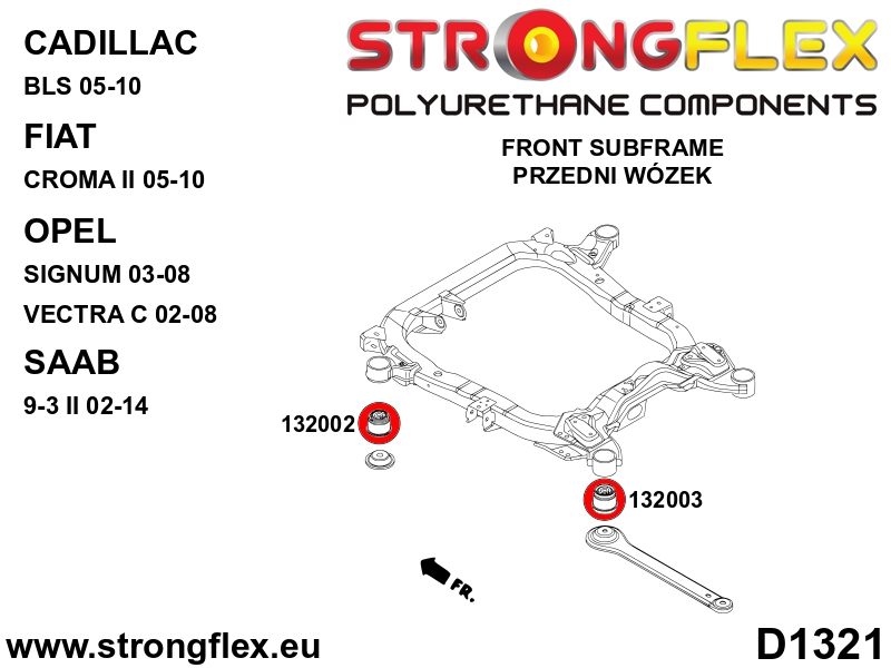 Kit de silentblock del subchasis delantero Fiat Croma YS3F AWD FWD Vectra (136244B)