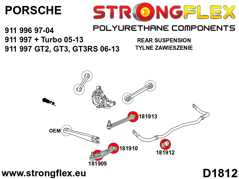 Silentblock de estabilizadora trasera SPORT Porsche 911 GT2 GT3 Boxster (181912A)