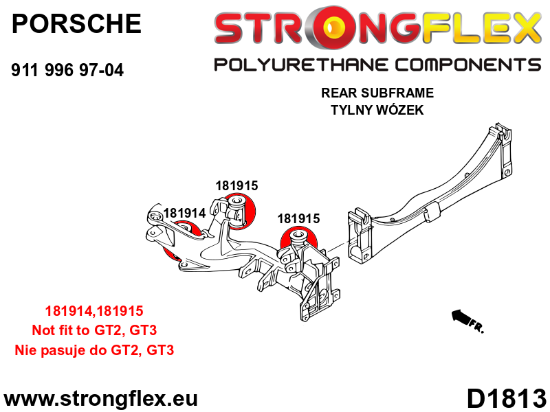 Silentblock trasero del subchasis trasero SPORT Porsche 911 (181915A)