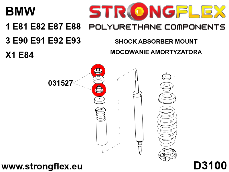 Silentblock superior del soporte del amortiguador trasero SPORT BMW Serie 1 (031527A)