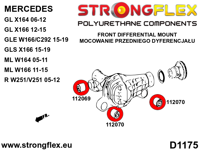 Silentblock del diferencial delantero y trasero Mercedes Clase R W251 X166 (112070B)
