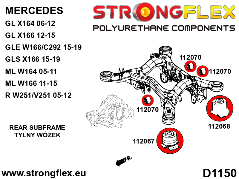 Kit completo de silentblocks de suspensión Mercedes GL X164 W164 ML (116295B)