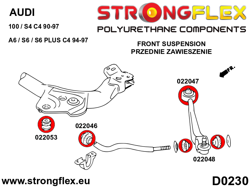 Silentblock del brazo inferior delantero outer SPORT Audi A6 C4 FWD Quattro (022048A)