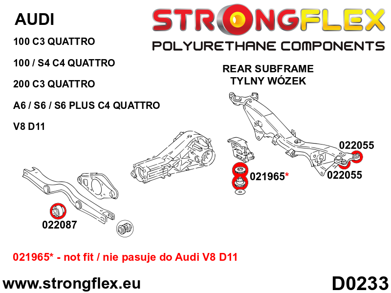 Silentblock del puente trasero 59mm SPORT Audi A6 C4 C3 Quattro S6 RS6 100 (022055A)