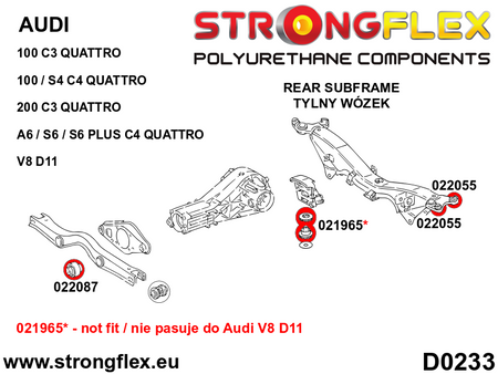 Silentblock del puente trasero 59mm SPORT Audi A6 C4 C3 Quattro S6 RS6 100 (022055A)