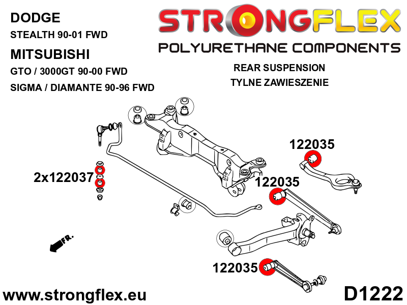 Silentblock de horquilla trasera interno SPORT Dodge Stealth FWD AWD GTO (122035A)