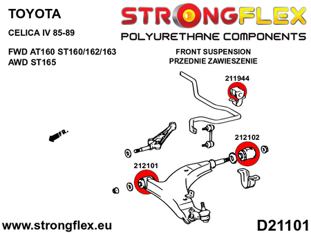 Silentblock de estabilizadora delantera Toyota Corolla E80 AE85 AE86 T180 (211944B)