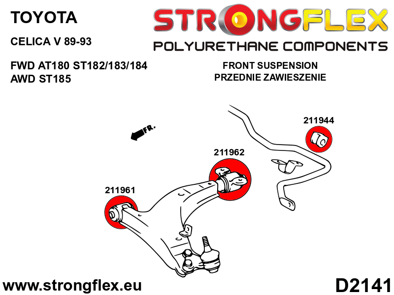 Silentblock delantero del brazo delantero SPORT Toyota Celica T180 ST185 (211961A)