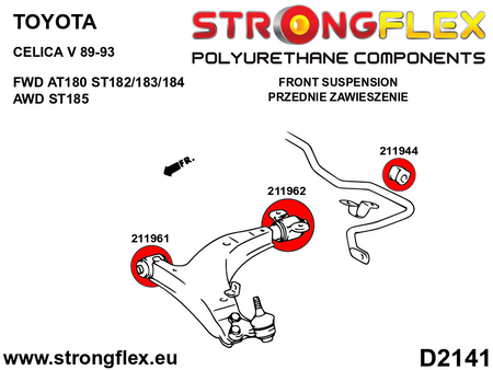 Silentblock trasero del brazo delantero Toyota Celica T180 ST185 AT180 (211962B)