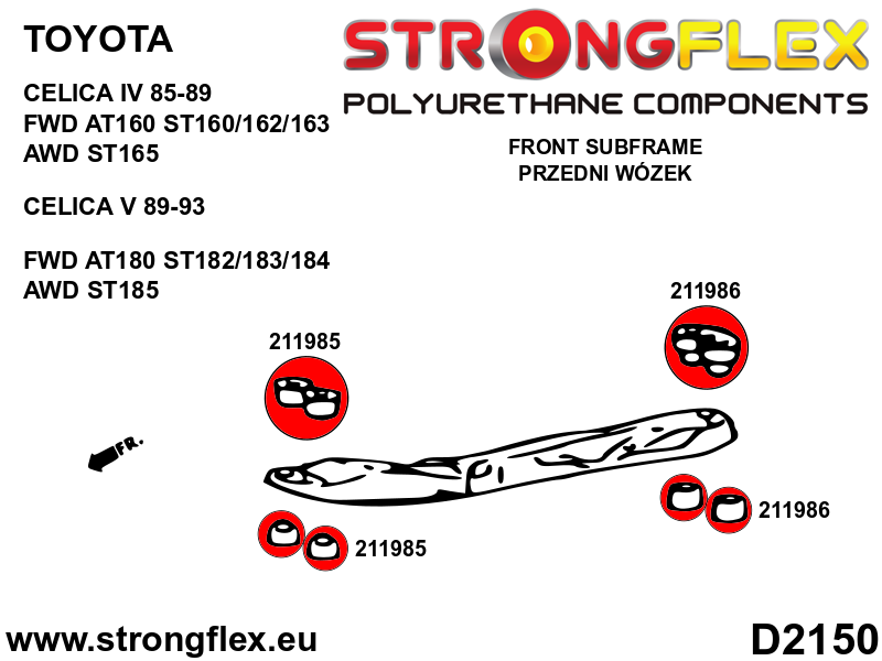 Silentblock trasero del subchasis delantero SPORT Toyota Celica T180 ST185 (211986A)