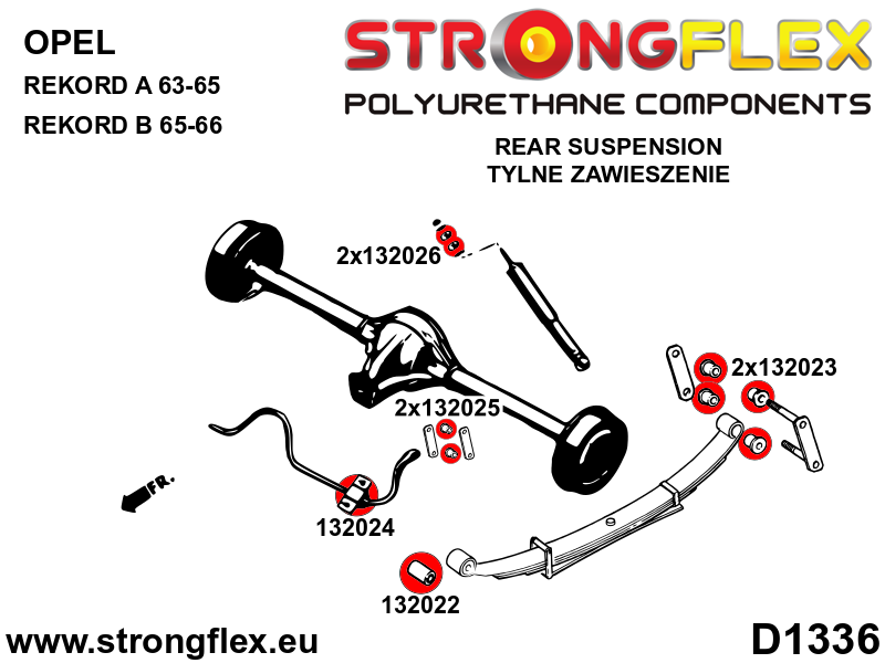 Silentblock de resorte trasero lado trasero SPORT Opel Rekord (132023A)