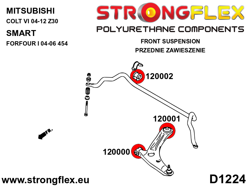 Silentblock de horquilla delantera delantero Mitsubishi Colt Z30 Forfour (120000B)