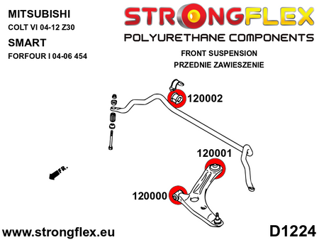 Silentblock de horquilla delantera delantero Mitsubishi Colt Z30 Forfour (120000B)
