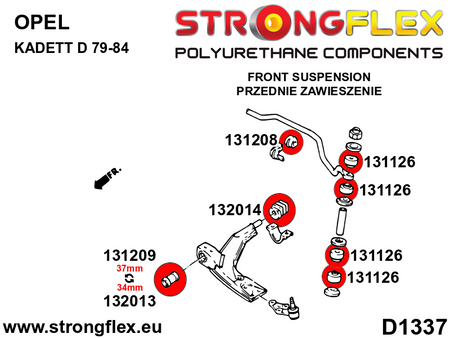 Silentblock de horquilla delantera trasera Opel Kadett (132014B)