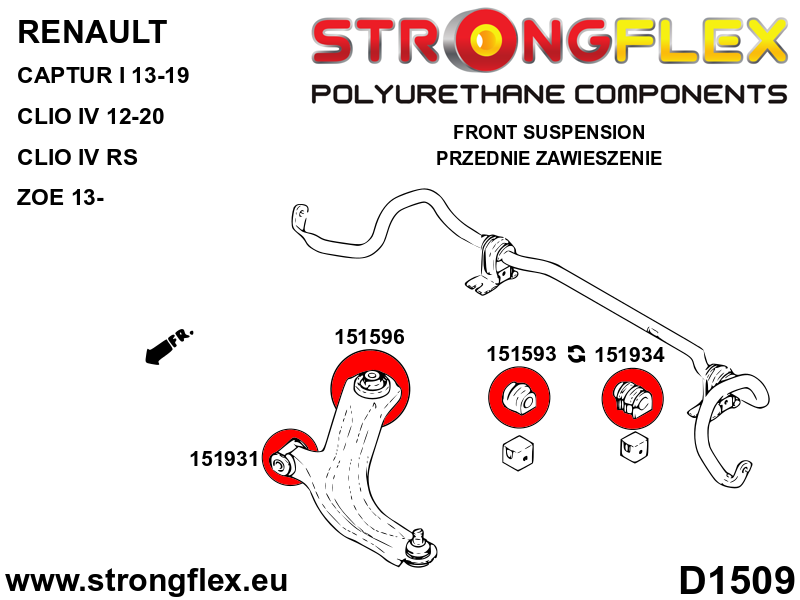 Silentblock de horquilla delantera delantero SPORT Renault Scenic R26 W415 (151931A)