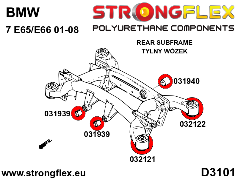 Silentblock delantero del subchasis trasero SPORT BMW Serie 7 E65 E66 (032121A)