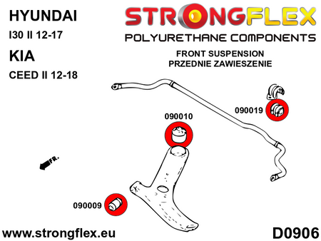 Silentblock de horquilla delantera delantero SPORT Hyundai Elantra SK3 Kona (090009A)