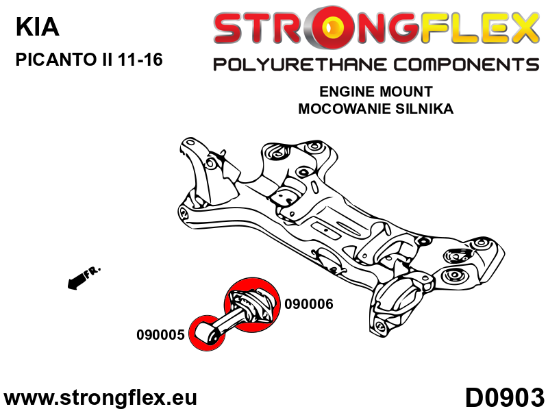 Silentblock del soporte de la caja de cambios Kia Picanto Elantra Kona (090005B)
