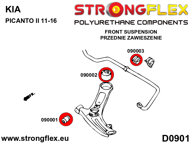 Silentblock de horquilla delantera delantero Kia Picanto I10 I20 Rio (090001B)
