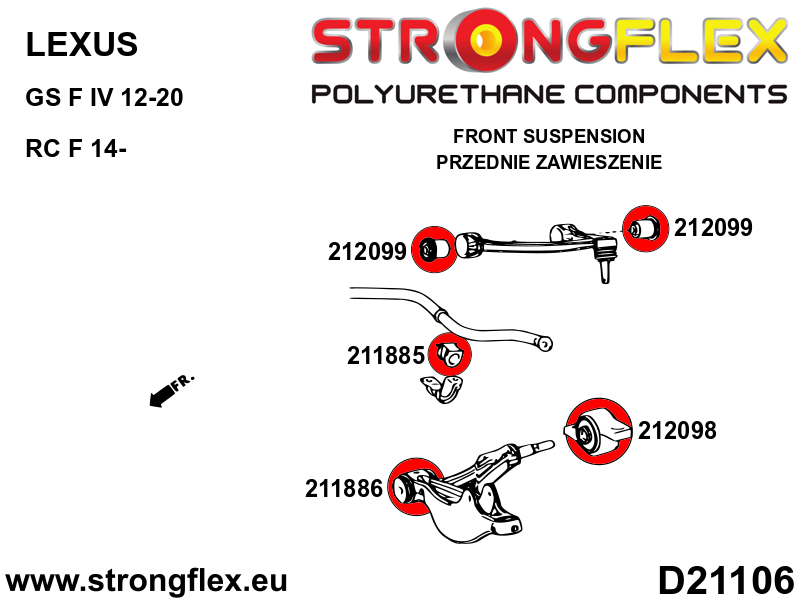 Silentblock de horquilla delantera delantero SPORT Lexus GS S190 L10 XE20 (211886A)